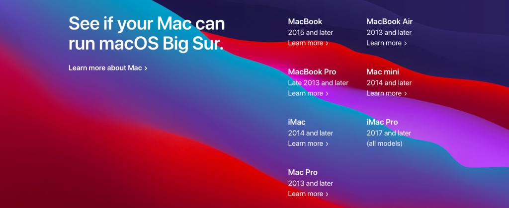 macOS Big Sur対応しているMac一覧