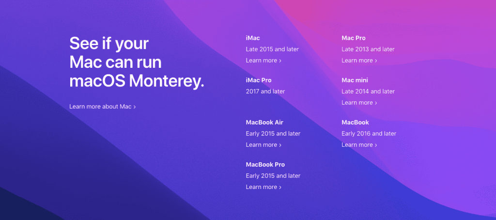 macOS Monterey（モントレー）の対応機種一覧