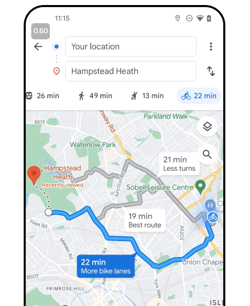 Googleマップ新しいサイクリングルート