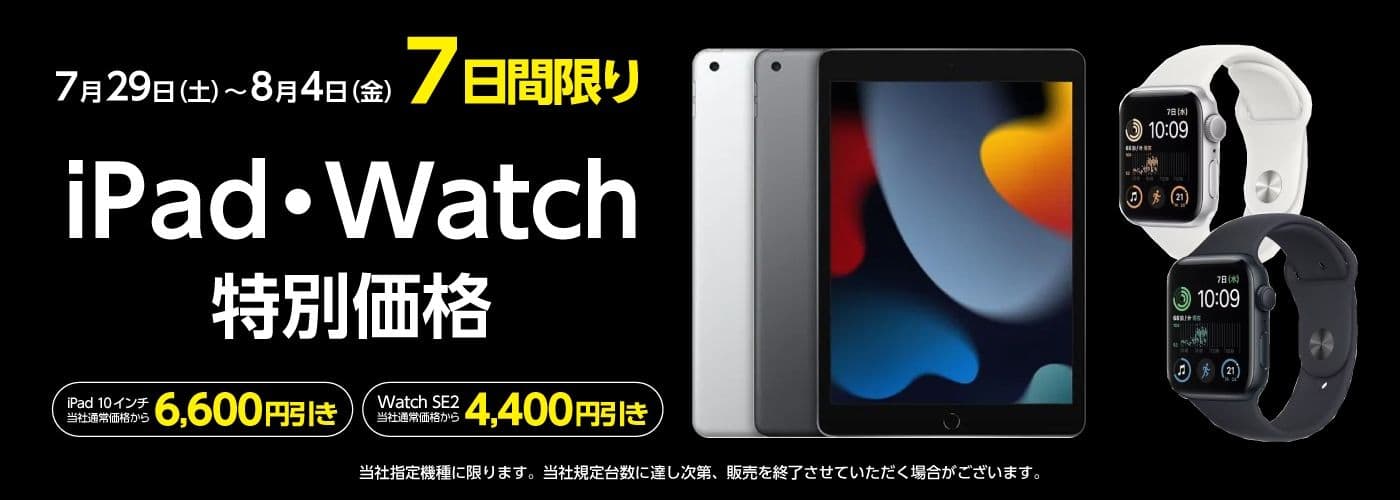 ヤマダウェブコム　iPad・Apple Watchセール